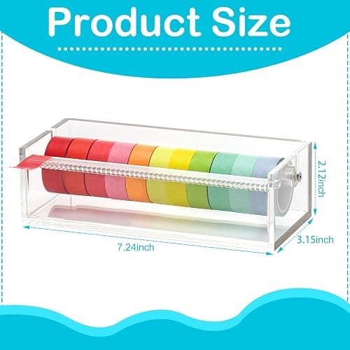 SMAODSGN Acrylic Washi Tape Dispenser Tape Holder Organizer 7 in Sticker Roll Cutter Masking Tape Holder Washi Tape Organizer Cutter Clear Tape Dispenser for Office Home School (Not Include Tape) thumbnail 3