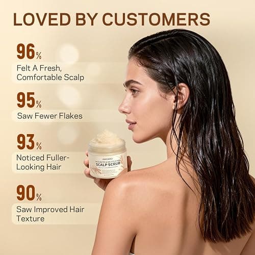 AMOADO Rice Water Scalp Scrub with Salicylic Acid(BHA), Tea Tree & Rosemary – Gentle Exfoliating Scalp Scrub Shampoo for Dandruff, Removes Buildup, Controls Oil & Refreshes the Scalp, 8.8 oz thumbnail 5