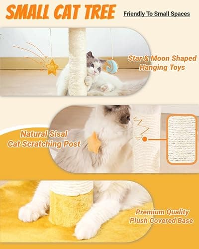 Happi N Pets Cloud Cat Tree, Cat Scratching Post with Bed, Small Cat Tree for Kittens, Cat Scratch Post with Cloud-Shaped Soft Perch & Cute Toys, Removeable Cover, Bonus Catnip thumbnail 3