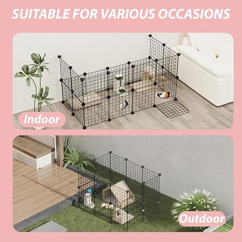 Guinea Pig Cages with Door and Top, 50x25x12inch Small Animal Cage, 20pcs Metal Grid Panels Small Animal Playpen, Expandable Cage for Guinea Pigs, Rabbits, Hamsters and Hedgehogs, Kitten thumbnail 7