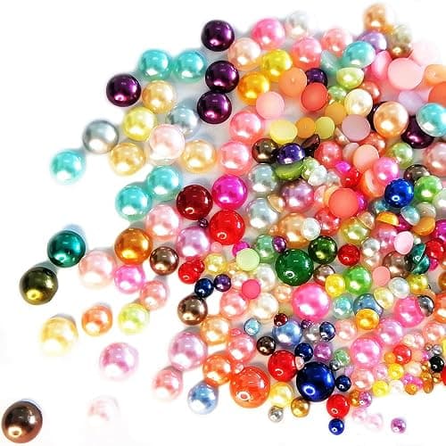 JKanruh 10000 Pieces Mixed Color Half Pearl Bead Flat Back Plastic Beads for DIY Crafts,Nail,Decor,Scrapbooking (7 Sizes,2mm-10mm) thumbnail 3