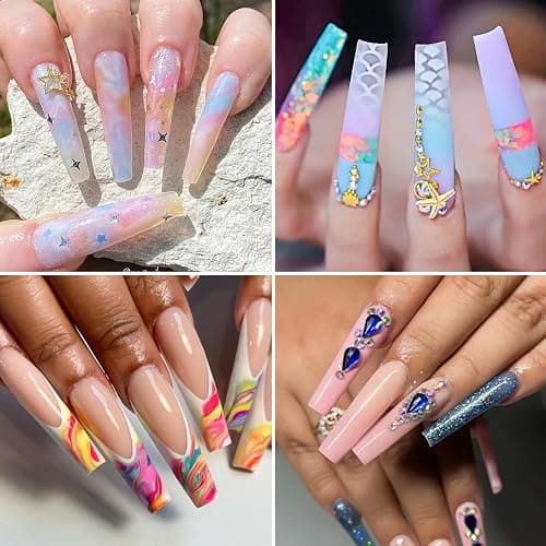 Ranrose 120PCS Extra Long Nail Tips,XXL Super Long Half Cover Deep C Curve False Nails 12 Sizes Tapered Square Press on Nails with Box thumbnail 4