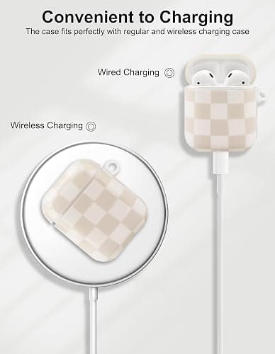 Aitipy Compatible with Airpods 2nd 1st Generation Case, Cute Off-White Chessboard Aesthetic Design with Carabiner, Soft TPU Skin Anti-Scratch Shockproof Protective Cover for Women Girls thumbnail 3