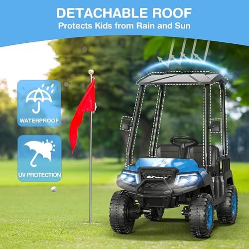 LIGIANT R9 24V Ride on Toys for Big Kids, 4-Seater Kids' Car, Golf Cart Max. Capacity: 264 Lbs, 4WD Ride on Car w/Remote Control, Detachable Awning, Spring Suspension, Music/Story/Power Display thumbnail 7