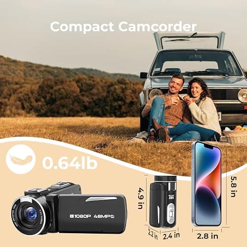 Camcorder Video Camera 2.7K 48MP, Vlogging Camera for YouTube with Fill Light — 3" 270° 18X Digital Zoom Flip Screen Webcam Anti-Shake, Digital Camera with 32GB Card for Beginners Kids Teens Gifts thumbnail 7