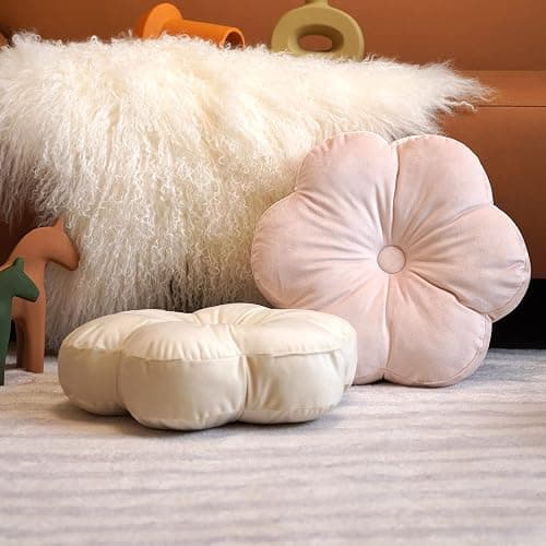 ARTMAGIC Flower Shaped Velvet Decorative Throw Pillow Cushion Ultra Soft Cute Floor Pillow for Couch Bed Sofa (Light Pink) thumbnail 3