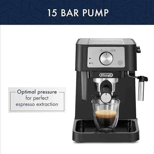 De'Longhi Stilosa Manual Espresso Machine, Compact Coffee Maker, 15 Bar Pump Pressure, Manual Milk Frother Steam Wand for Authentic Single & Double Espresso, Lattes & Cappuccinos, Tamper Included thumbnail 6