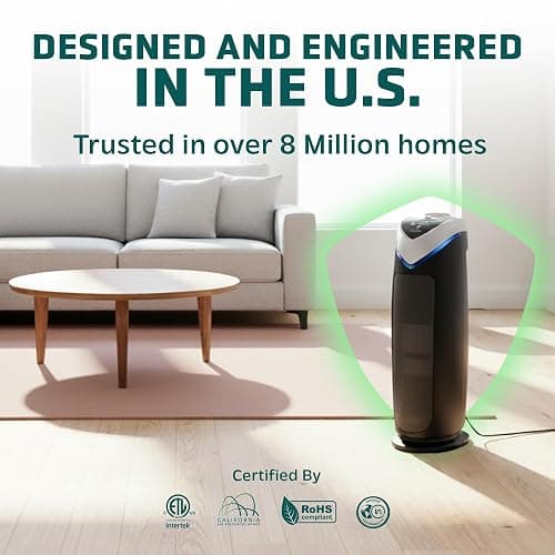 GermGuardian 4-In-1 HEPA Air Purifier for Home, Large Rooms Up To 743 Sq. Ft. with HEPA Air Filter, UV-C Light & Odor Reduction, AC4825E, 22" Tower, Gray thumbnail 2