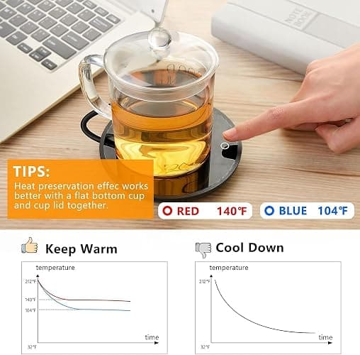GARMEE Scalda Tazza da Caffè Elettrico, Scaldabiberon Intelligenti per Scrivania da Ufficio, Scaldabibere con 2 Impostazioni di Temperatura, Scaldino da Tè, Scaldino Elettrico per Bevande Cacao Latte thumbnail 3