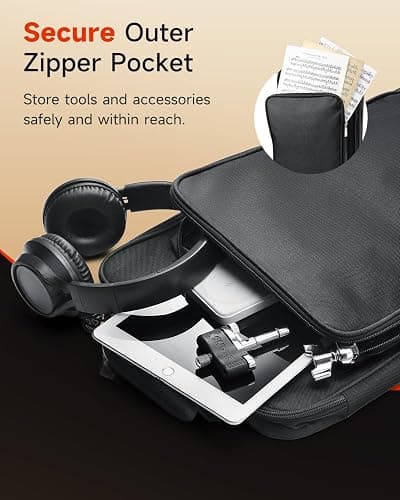 Donner Drumstick Backpack Bag, Large Capacity Padded Double Shoulder Straps for all Drum Accessories, Holds up to 12 Pairs of Drumsticks thumbnail 7