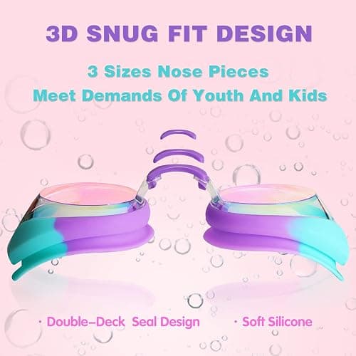 Keary Kids Swim Goggles for Toddler Kids Youth(3-12),Anti-Fog Waterproof Anti-UV Clear Vision Water Pool Goggles thumbnail 3
