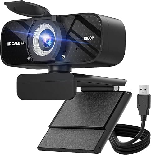 Catitru Full HD 1080P Webcam with Built-in Mic Wide Angle & Auto Focus Privacy Cover for PC/Laptop Plug & Play USB Camera Black - Image 1