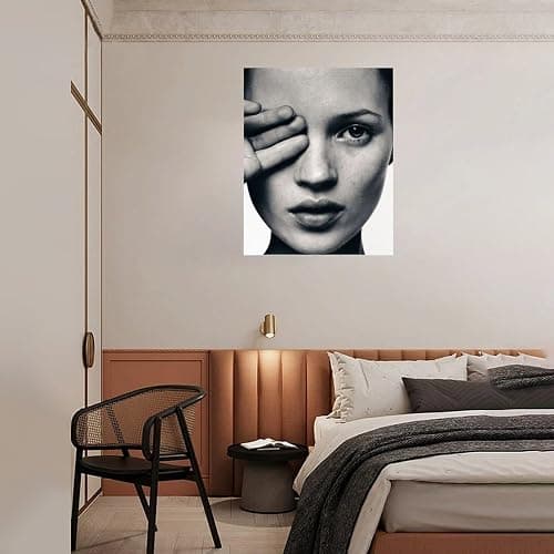 British Model Kate Moss Vintage Black And White Portrait Poster (2) Bedroom Office Room Printed Canvas Poster Wall Art Decoration Painting Aesthetic Poster Unframe-style 16x20inch(40x50cm) thumbnail 2
