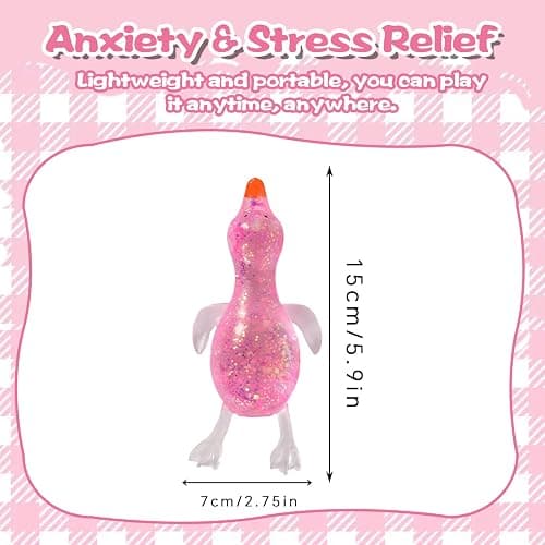 Cute Duck Squishy Toy for Kids Ages 3+, Birthday Party Favors, Easter Basket Stuffers, Kawaii Malt-Sugar Filled Squeeze Toy(Pink) thumbnail 3