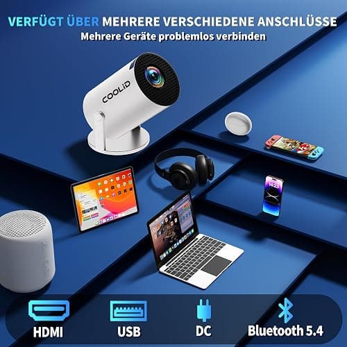 Mini Beamer 4K Full HD 1080P Mit 5G WiFi 6 und Bluetooth 5.4 2026 Neuer Tragbarer Projektor mit Automatische Trapezialkorrektur 270 ° Drehung Tv Stick/USB/Laptop/PC,mit Maus und Fernbedienung Weiß thumbnail 6