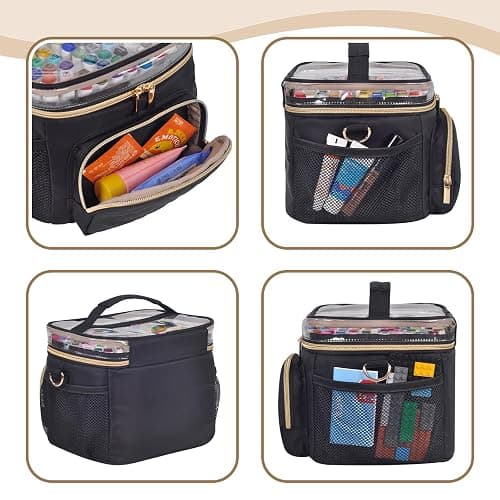 Remobia Hicol Professional Marker Organizer Case for 120 Markers, Portable Travel Art Supply Marker Storage Carry Bag with Dividers and Shoulder Strap (Black) thumbnail 5