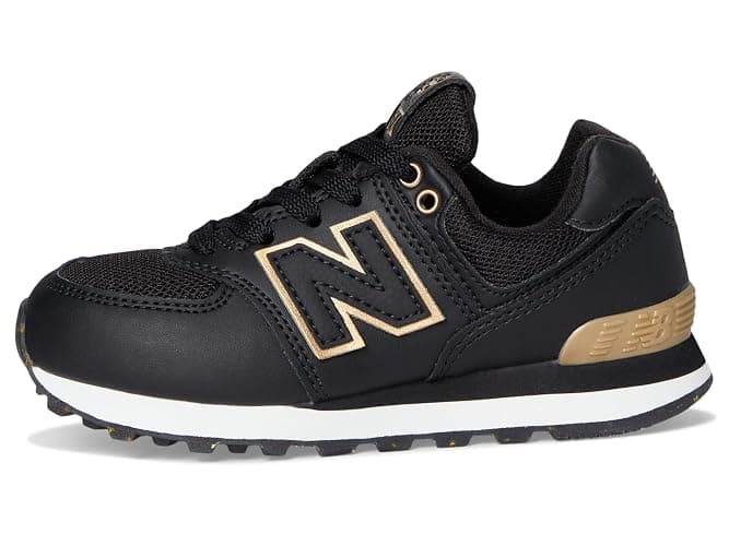 New Balance Kid's 574 V1 Lace-Up Sneaker, Black/Gold, 12.5 M Little Kid thumbnail 4
