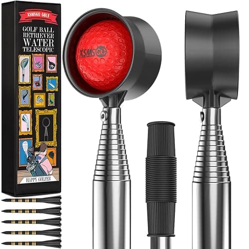 XSMSGO 9Ft/12Ft Telescopic Stainless Steel Golf Ball Retriever for Water, High Durability Double Sided Golf Ball Picker Upper, Men's and Women's Golf Accessories Gifts. - Image 1