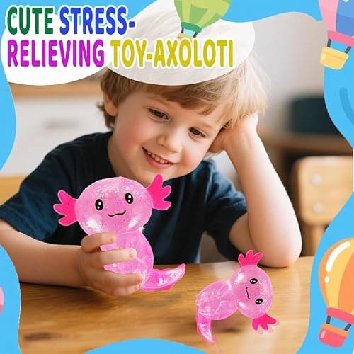 Axolotl Squishy Stress Relief Toy Glitter Fidget Toys Cute Malt Sugar Axolotl Toy Fidget Toys Adults Fidget Toy for Kids Youth Adult, Party Favors Anxiety Relief Squishy Toys(Pink) thumbnail 5