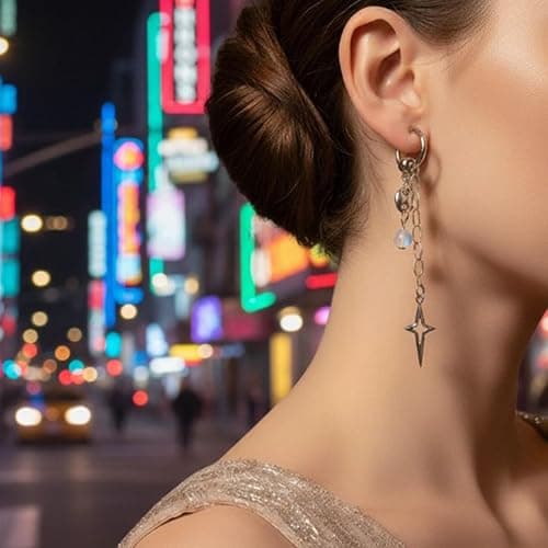 1 Paar Tropfen Spike Ohrringe, Gothic Star Hoop Ohrringe, Punk Grunge Schmuck Accessoires, Unregelmäßige Tropfen Ohrstecker, Y2k Schmuck Geschenke für Frauen thumbnail 4