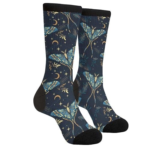 Aoojanu Watercolor Flower And Bird Patterns Novelty Crew Socks Casual Funny Crazy Dress Socks - Image 1