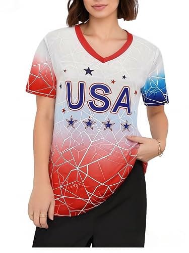 shanovelle Women Soccer Jersey Sports Fans Outdoor T-Shirts Athletic Slim Fit Activewear Tee Soccer Shirt thumbnail 2