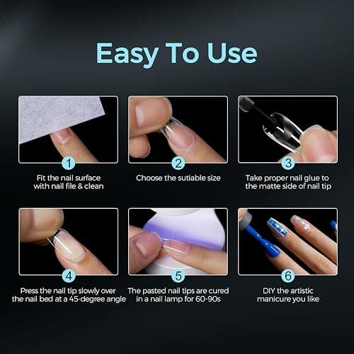 TOMICCA 510Pcs Short Almond Soft Gel Nail Tips – Full Cover Clear False Nails Press On, Pre-Shaped for Nail Extensions DIY Manicure, 15 Sizes thumbnail 7