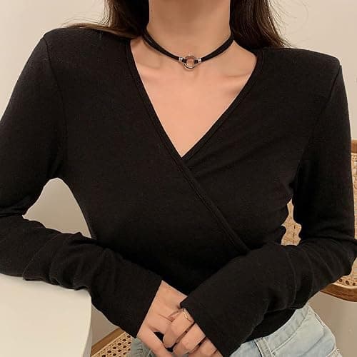 Fesciory Black Necklaces for Women, Adjustable Layered Velvet Leather Lace Collar Necklace, Goth Jewelry Gifts. thumbnail 4