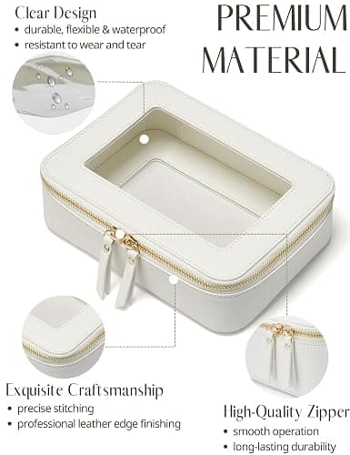Popvibe Clear Makeup Bag Travel Cosmetic Case Transparent Toiletry Bag with Zipper, Portable Make Up Organizer Traveling Compact Car Bag for Essentials thumbnail 2
