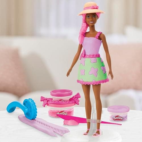 Play-Doh Barbie Garden Party Designer Doll, Make Doll Clothes with Modeling Compound & 10 Fashion Accessories, Arts & Crafts for Girls & Boys, Kids, 5+ (Amazon Exclusive) thumbnail 2