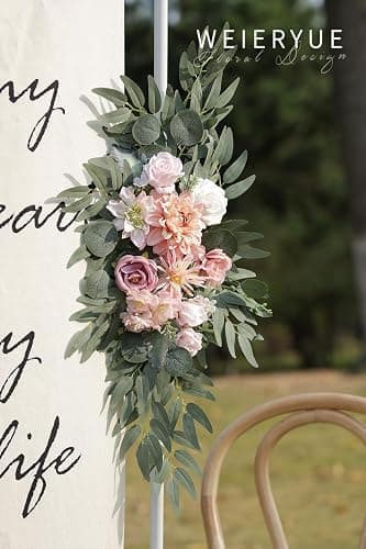 WEIERYUE Artificial Wedding Arch Flowers Kit(Pack of 2) for Wedding Arch, Bridal Shower, Ceremony and Reception Backdrop Decoration (Romantic Pink) thumbnail 5