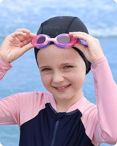 findway Kids Swim Goggles, Kids Swimming Goggles Anti-fog No Leaking Girls Boys for Age 3-12 - 1-pink Purple+teal Purple thumbnail 6