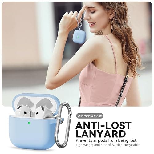 for AirPods 4 Case, TNSNK Silicone AirPod 4 Case Cover Compatible with Apple Airpods 4th Gen, Shockproof Protective Cases for Women Girly with Cleaner Kit and Keychain, Front LED Visible thumbnail 7