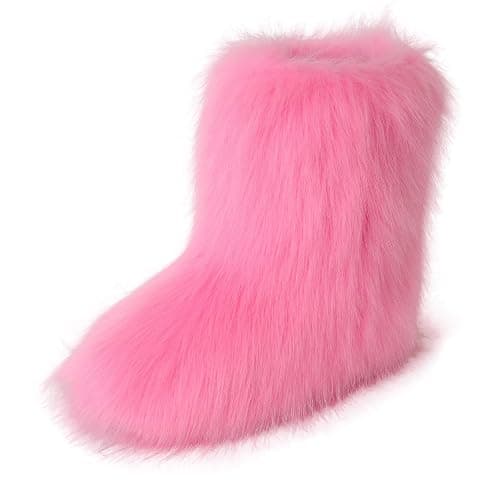QTVQTV Women's Furry Boots 2025furry Fluffy Short Snow Boot mid-Calf Boots Warmcomfortable Outdoor Fur Shoes - Image 1