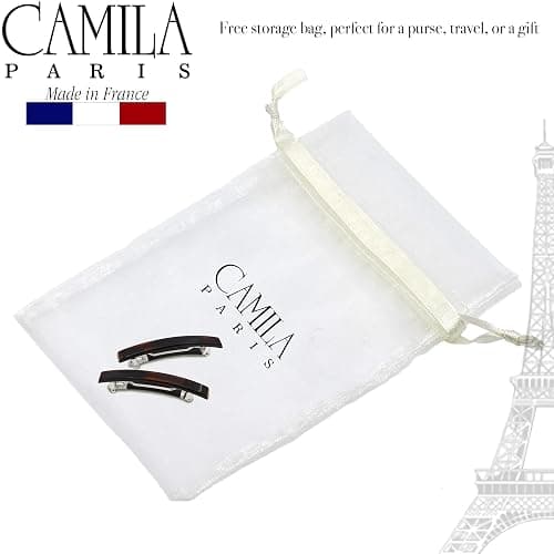 Camila Paris AD1/2 French Hair Barrette Clip for Girls, Set of 2 Rubberized Metal Clasp Strong Hold Grip Hair Clips for Women, No Slip Durable Styling Girls Hair Accessories, Made in France thumbnail 7