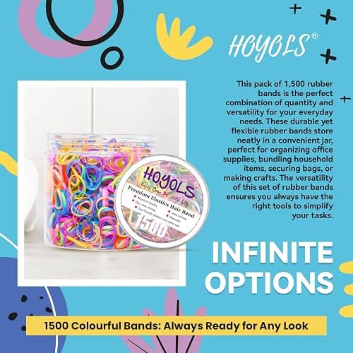 HOYOLS Mini Rubber Bands, 1500 Pcs Multicolor Hair Ties for Braids | Small TPU Elastics in Multi Colors with Gentle No-Pull Hold for Braids, Ponytails, Sectioning and Daily Styling thumbnail 4