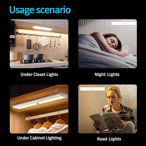 Under Cabinet Lighting, Under Counter Lights for Kitchen 5 Packs 48 LED 15 Color Temps Dimmable Battery Operated RGB Lights with Remote Wireless Closet Lights for Bedroom Wardrobe Stair thumbnail 6