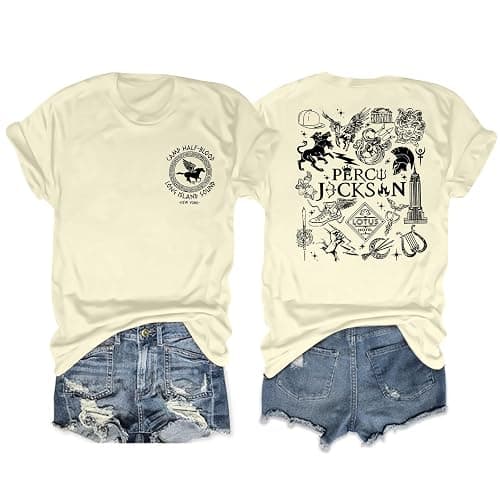 Women Camp Half Blood Shirts Greek Graphic Shirt Percy T-Shirt Vintage Book Lovers Gift Tee Tops - Image 1