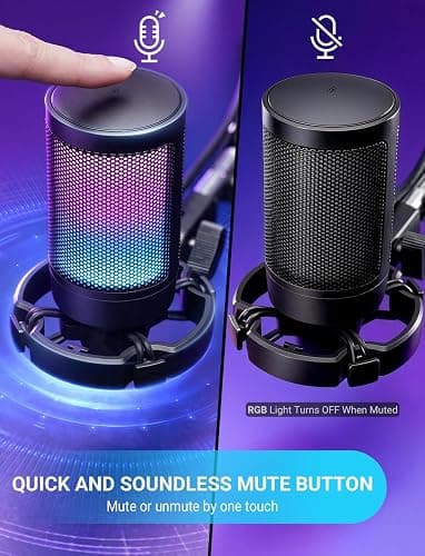 FIFINE AmpliGame A6V USB Gaming Microphone, Condenser RGB Mic for Streaming | Quick Mute, RGB, Gain Control, Tripod Stand, Pop Filter, Shock Mount, for PC/PS5 Discord Twitch Podcasts Videos YouTube thumbnail 4