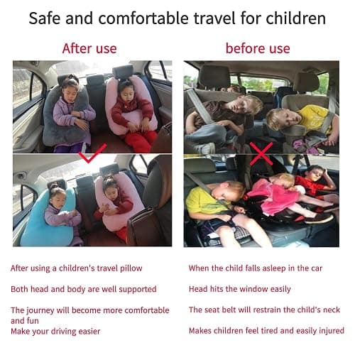 FHSGGP Travel Pillow Car Pillow Kid Car Sleeping The Sleeping Aid for Adults and Kids on Road Trips Kids Travel Pillow Gray thumbnail 3