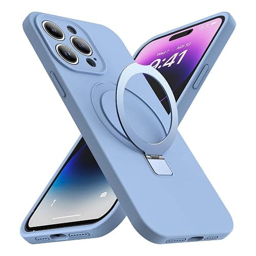 SKYLMW Designed for iPhone 15 Pro Max Case with Magnetic Invisible Stand Compatible with Mag-Safe Military Drop Tested Shockproof Silicone Phone Cases for Women Men 6.7'', Blue - Image 1