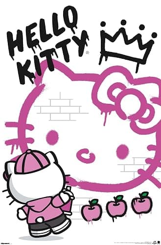 Hello Kitty: 2016 Graffiti - Street Art Crown Wall Poster, 34L" x 22.4W", Unframed Version - Image 1