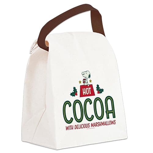 CafePress Snoopy Hot Cocoa Mug Canvas Lunch Bag with Strap Handle - Image 1