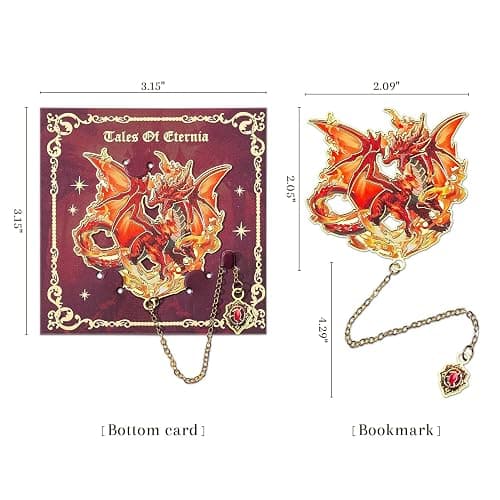 Fantasy Fourth Wings Dragon Bookmarks -4 Designs: Fire Red,Ice Blue,Thunder Purple,Forest Green-Unique Cool Metal Book Marks for Men Women, Inspirational Gift for Kid, Readers, Book Lovers, Collectors thumbnail 3