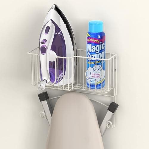 Simple Houseware Over-The-Door/Wall-Mount Ironing Board Holder, White thumbnail 3
