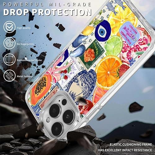 TnXee Cases for iPhone 15 Plus,Compatible with MagSafe,Classic Clear Shockproof Protection Magnetic Phone Case - Bow European Summer Lemon Collage thumbnail 4