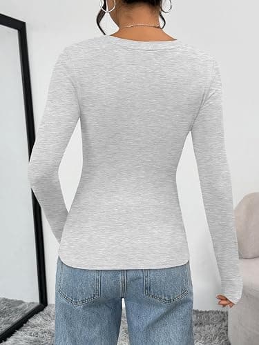 Trendy Queen Women's Long Sleeve T-Shirt | Ultra Soft Rayon Blend, Stretchy Basic Crew Neck Tee, Relaxed Fit Layering Top for Fall, Winter & Spring thumbnail 5