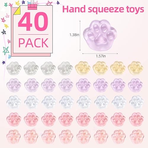 40pcs Mini Squishies Squishy Toy Cat Party Favors for Kids, Cat's paw Mochi Squishy Toys Kawaii Stress Reliever Anxiety Toys for Boys Girls, Pinata Fillers, Goodie Bag Stuffers for Toddlers Adults thumbnail 3