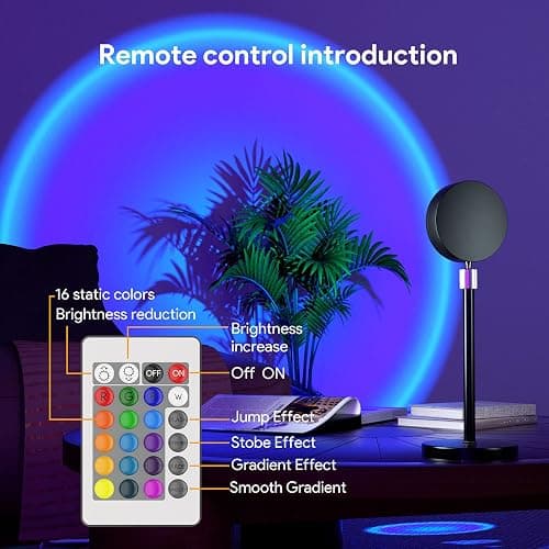 Bavcieu Sunset Lamp Projection Led Lights with Remote, Multicolor Night Light 360° Rotation Rainbow Lights 4 Modes Setting for Photography/Selfie/Party/Home/Living Room/Bedroom Decor, Gifts for Women thumbnail 4