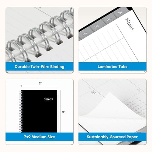 Blue Sky 2026-2027 Weekly and Monthly Academic Year Planner Calendar, July 2026 - June 2027, 7" x 9", Flexible Cover, Wirebound, Laminated Tabs, Enterprise thumbnail 7